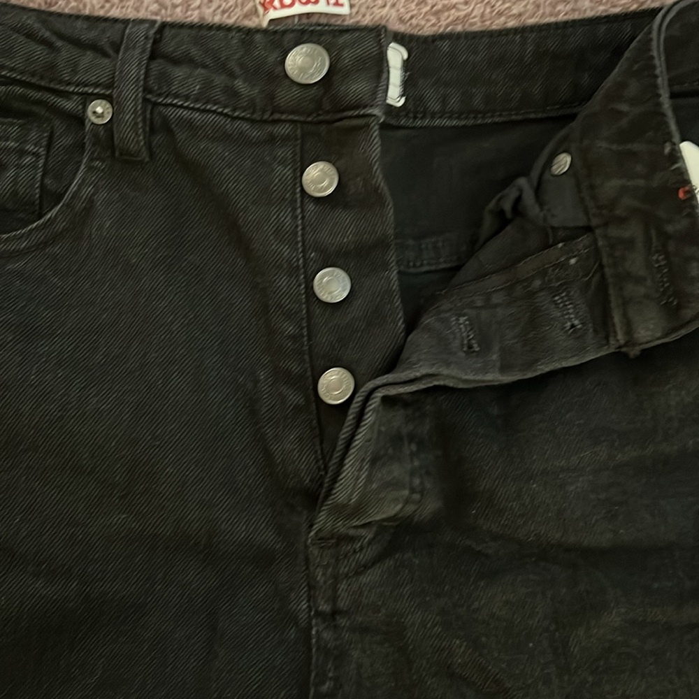 Free People Wide Leg High Rise Button Fly Jeans - Picture 2 of 5